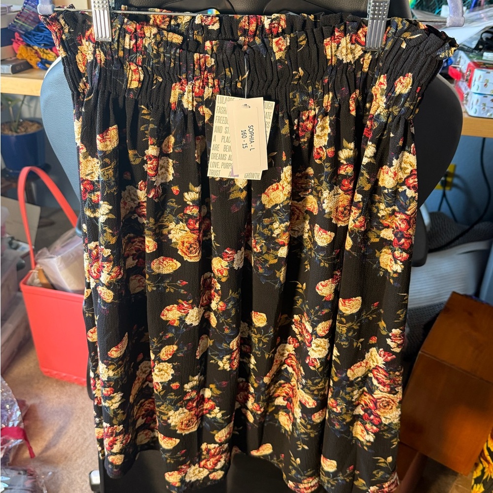 LuLaRoe Floral A-Line Skirt in Black and Red